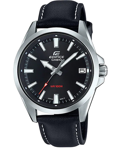 Edifice Men's Watch Analog, Black Dial Black Leather Band, EFV-100L-1AVDF