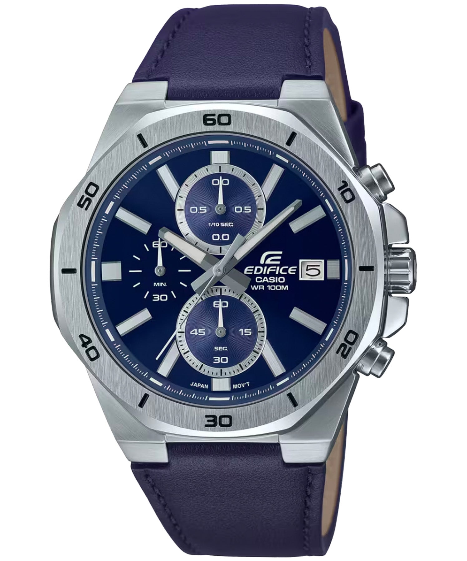 Edifice Men's Watch Analog Chronograph, Blue Dial Blue Leather Band, EFV-640L-2AVUDF