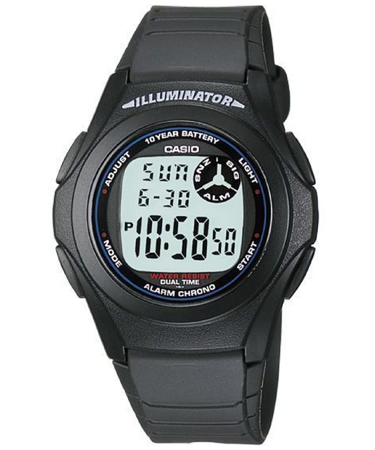 Casio unisex analog watch, black dial with comfortable strap, model CS-F-200W-1ADF, Bahrain