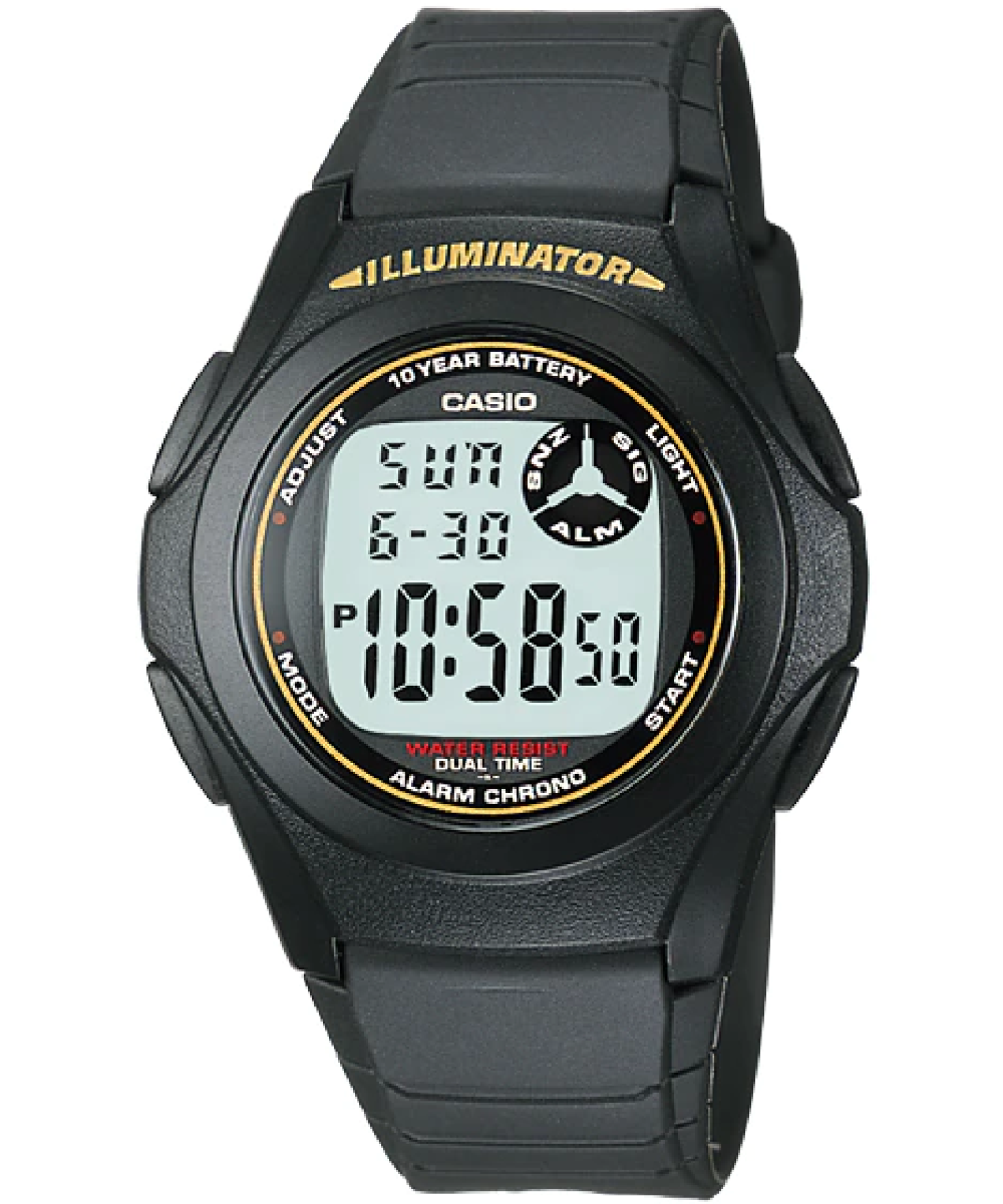Casio unisex analog watch, black dial with comfortable strap, model CS-F-200W-9ADF, Bahrain
