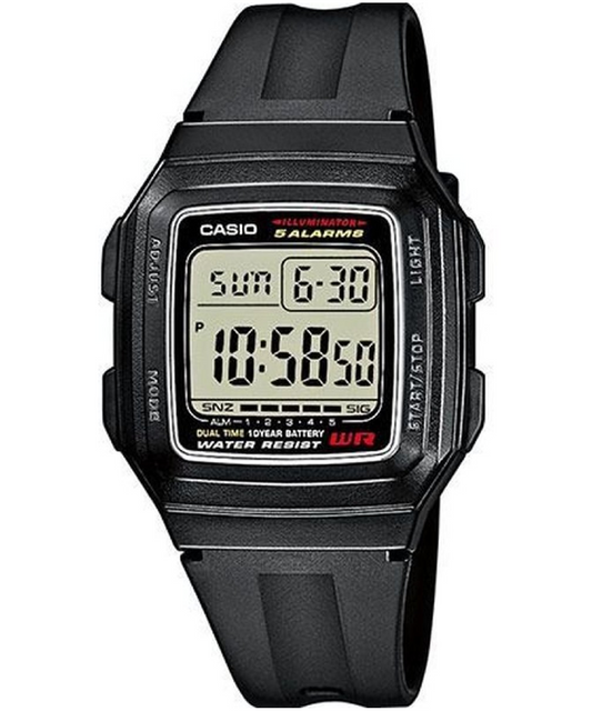 Casio unisex analog watch, black dial with comfortable strap, model CS-F-201WA-1ADF, Bahrain