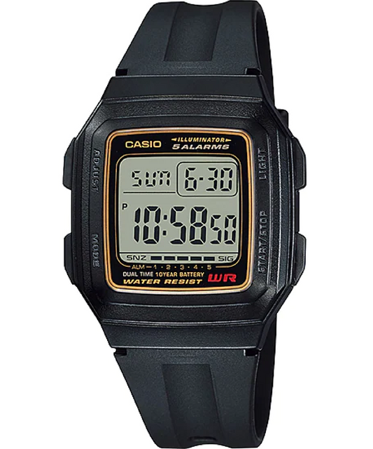 Casio unisex analog watch, black dial with comfortable strap, model CS-F-201WA-9ADF, Bahrain