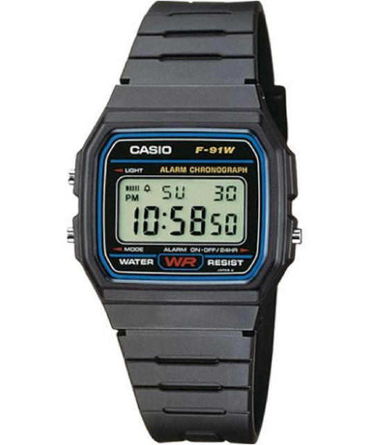 Casio men analog watch, black dial with comfortable strap, model CS-F-91W-1DG, Bahrain