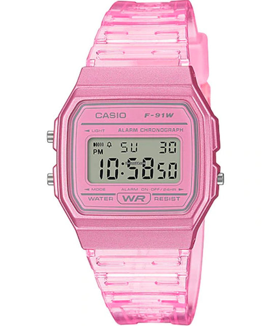 Casio men analog watch, pink dial with comfortable strap, model CS-F-91WS-4DF, Bahrain