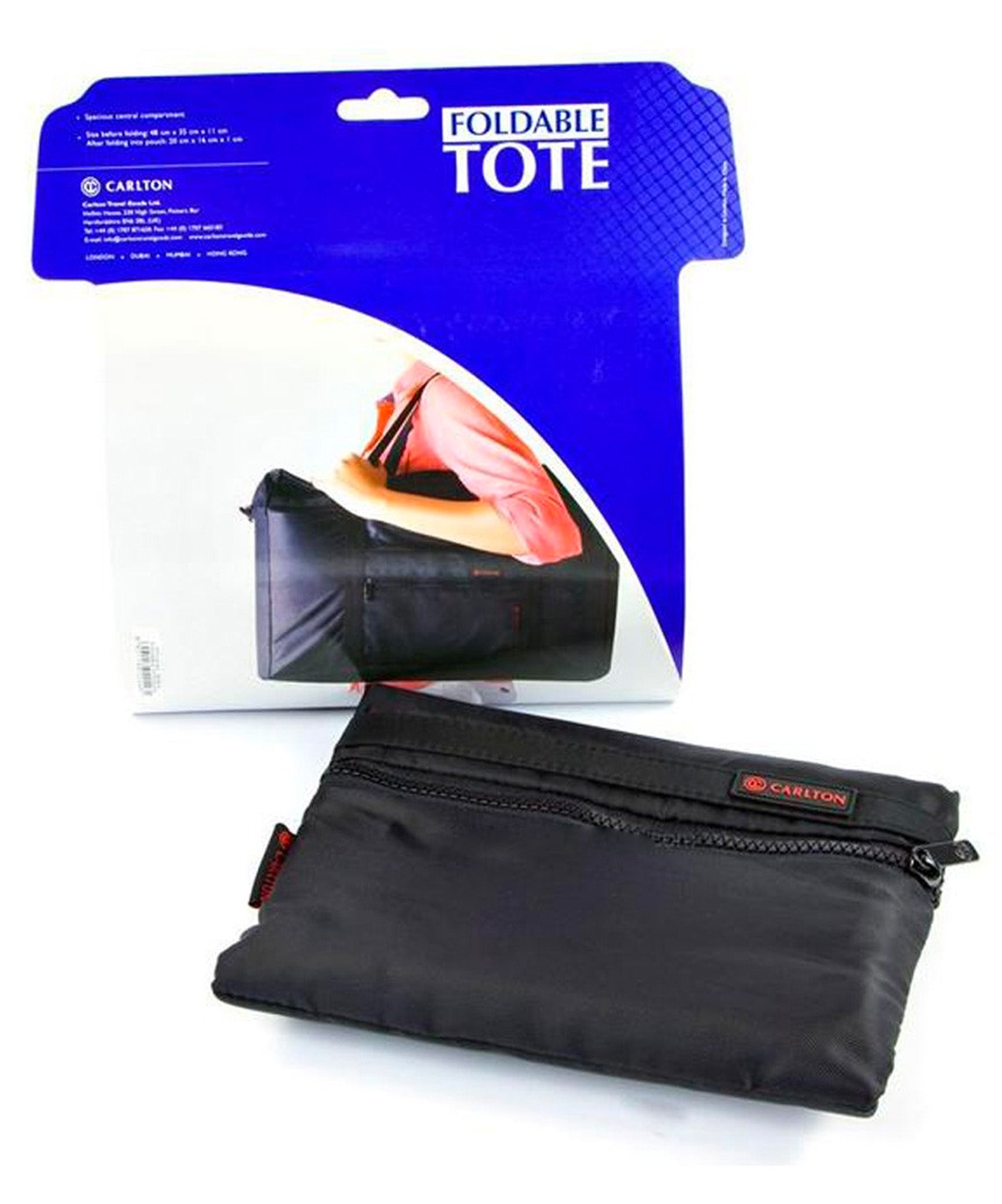 Carlton Foldable Tote Bag Duffle, Black, FOLDTOTE