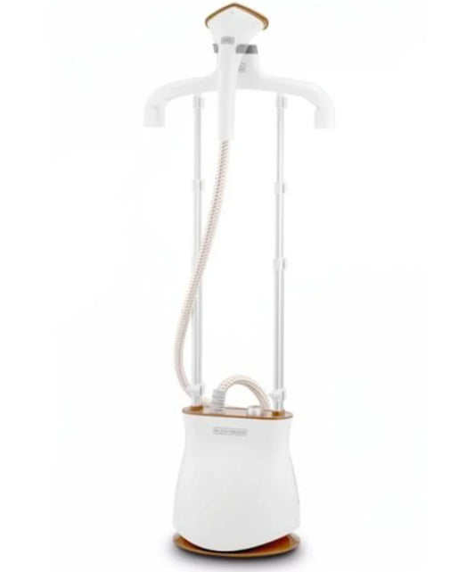 Black+Decker Garment Steamer with Twin Pole and Ironing Board 1.5 L 2400W White/Gold, GST2400 Garment Steamer BL-GST2400