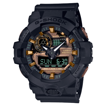G-Shock Men's Watch Analog & Digital, Multi Dial Black Resin Strap, GA-700RC-1ADR