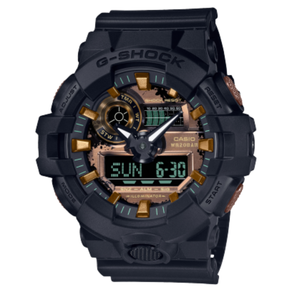 G-Shock Men's Watch Analog & Digital, Multi Dial Black Resin Strap, GA-700RC-1ADR