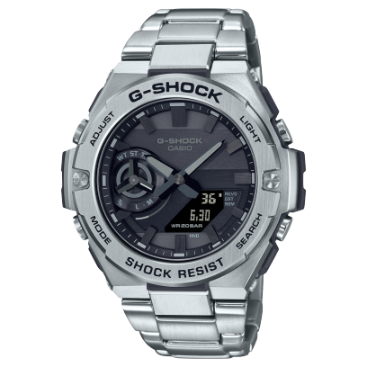 G-Shock Solar powered Smartphone Link, Grey Dial Silver Metal Band Watch for Men, GST-B500D-1A1DR