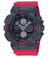 G-Shock Men's Watch Analog & Digital Combo, Black Dial Red Resin Band, GA-140-4ADR