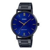 Casio Men's Watch Analog, Blue Dial Black Stainless Steel Strap, MTP-VT01B-2BUDF
