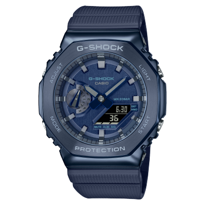 G-Shock Analog & Digital, Blue Dial Blue Resin Band Watch for Men, GM-2100N-2ADR