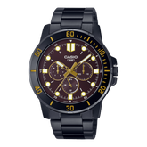 Casio Men's Watch Analog, Brown Dial Black Stainless Steel Strap, MTP-VD300B-5EUD