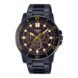 Casio Men's Watch Analog, Brown Dial Black Stainless Steel Strap, MTP-VD300B-5EUD