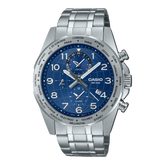 Casio Men's Watch Analog, Blue Dial Silver Stainless Steel Strap, MTP-W500D-2AVDF