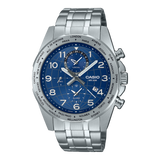 Casio Men's Watch Analog, Blue Dial Silver Stainless Steel Strap, MTP-W500D-2AVDF