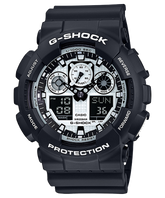 G-Shock Men's Watch Analog & Digital Combo, Black & White Dial Black Resin Band, GA-100BW-1ADR