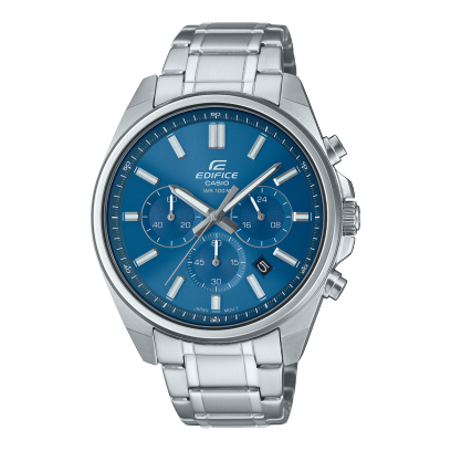 Edifice Men's Watch Analog Chronograph, Blue Dial Silver Stainless Band, EFV-650D-2AVDF