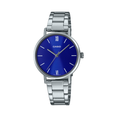 Casio men analog watch, blue dial with comfortable strap, model CS-LTP-VT02D-2AUDF, Bahrain