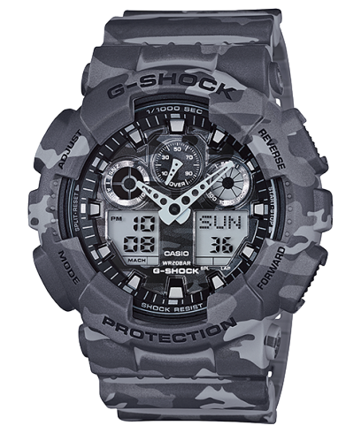 G-Shock Men's Watch Analog & Digital Combo, Black Dial Armour Colour Resin Band, GA-100CM-8ADR