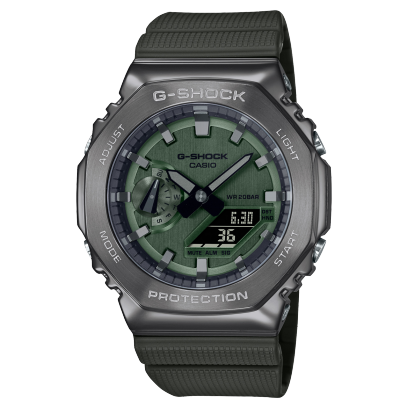 G-Shock Analog & Digital, Green Dial Green Resin Band Watch for Men, GM-2100B-3ADR