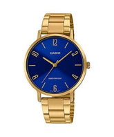 Casio Women's Watch Analog, Blue Dial Gold Stainless Steel Strap, LTP-VT01G-2BUDF