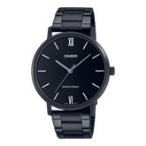 Casio Men's Watch Analog, Black Dial Black Stainless Steel Strap, MTP-VT01B-1BUDF