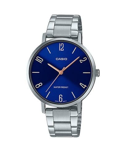 Casio men analog watch, blue dial with comfortable strap, model CS-LTP-VT01D-2B2UD, Bahrain