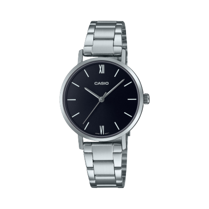 Casio men analog watch, black dial with comfortable strap, model CS-LTP-VT02D-1AUDF, Bahrain