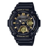 Casio Men's watch, Black Dial Black Resin Strap, AEQ-120W-9AVDF