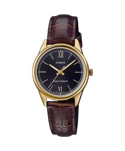 Casio men analog watch, black dial with comfortable strap, model CS-LTP-V005GL-1B2U, Bahrain