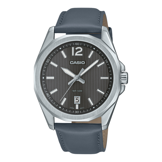 Casio men analog watch, black dial with comfortable strap, model CS-MTP-E725L-8AVDF, Bahrain