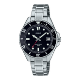 Casio Men's Watch Analog, Black Dial Silver Stainless Band, MDV-10D-1A1VDF