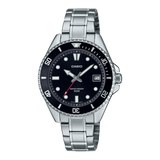 Casio Men's Watch Analog, Black Dial Silver Stainless Band, MDV-10D-1A1VDF