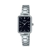 Casio Women Analog Watch, Black dial Silver Stainless Steel, LTP-V009D-1EUDF