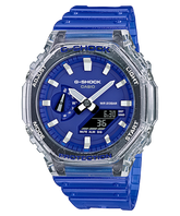 G-Shock Men's Watch Analog & Digital Combo, Black & Blue Dial Blue Resin Band, GA-2100HC-2ADR