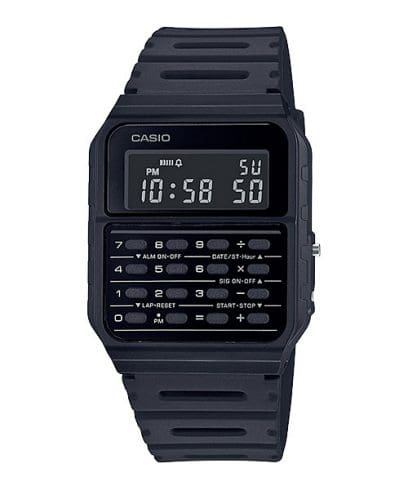 Casio Unisex Calculator Digital Watch, Black Dial Black Resin Strap, CA-53WF-1BDF