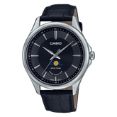Casio Men's Watch, Moon Phase Executive Black Dial, Black Leather Strap, MTP-M100L-1AVDF