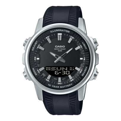 Casio men analog watch, black dial with comfortable strap, model CS-AMW-880-1AVDF, Bahrain