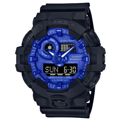 G-Shock Men's Watch Analog & Digital, Blue Dial Black Resin Band, GA-700BP-1AD