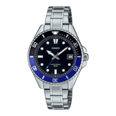 Casio Men's Watch Analog, Black Dial Silver Stainless Band, MDV-10D-1A2VDF