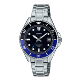 Casio Men's Watch Analog, Black Dial Silver Stainless Band, MDV-10D-1A2VDF