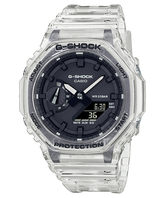 G-Shock Men's Watch Analog & Digital Combo, Black Dial Transparent White Resin Band, GA-2100SKE-7ADR
