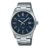 Casio Men's Watch, Blue Dial Silver Stainless Steel Strap, MTP-VD03D-2A