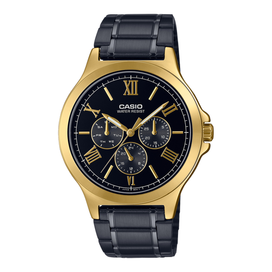 Casio men analog watch, black dial with comfortable strap, model CS-MTP-V300GB-1AUD, Bahrain