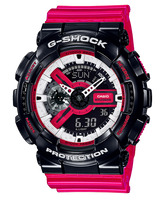 G-Shock Men's Watch Analog & Digital Combo, Black & Red Dial Red Resin Band, GA-110RB-1ADR