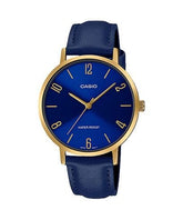 Casio Women's Watch Analog, Blue Dial Blue Leather Strap, LTP-VT01GL-2BUD
