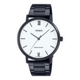 Casio Men's Watch Analog, White Dial Black Stainless Steel Strap, MTP-VT01B-7BUDF