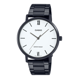 Casio Men's Watch Analog, White Dial Black Stainless Steel Strap, MTP-VT01B-7BUDF