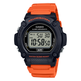 Casio Men's Watch Digital, Black Dial Red Resin Strap, W-219H-4AVDF
